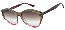 Ana Hickman - Oversized geopmetric sunglasses - olive and pink - side photo