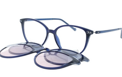 Igreen cat-eye, round double clip on with blue frames