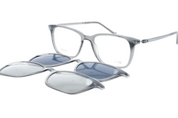 iGreen rectangle double clip-ons grey glasses