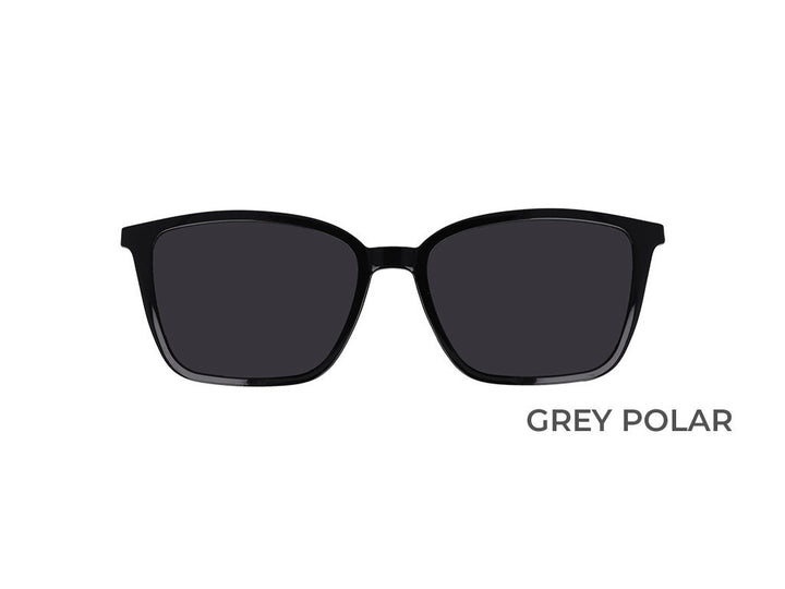 iGreen black geometric clip-on with grey polarized lenses