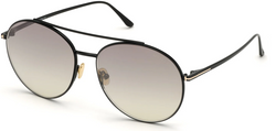 Tom Ford Black round double bridges sunglasses