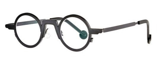 Theo Round metal thick black eyewear - side photo