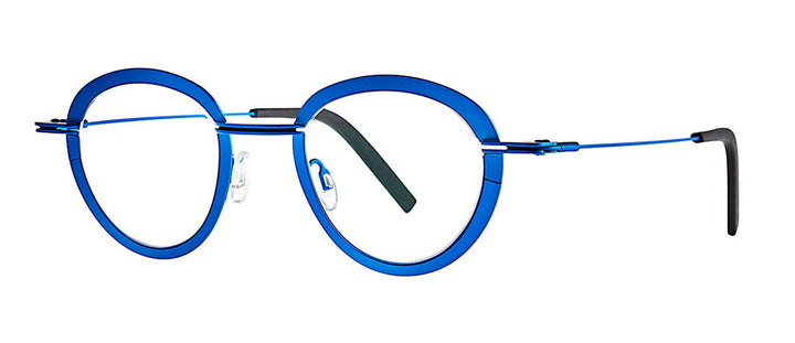 Theo Round , cat eyed frames - electric blue color - side photo